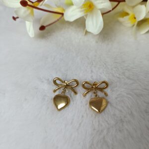 Heart Drop Bow Earring